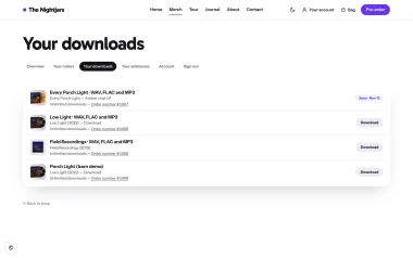 The customer's downloads