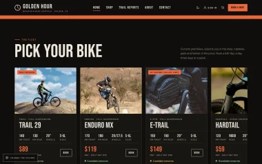 Rental bike cards with specs and prices